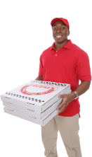 This is a photo of a pizza-delivery person.