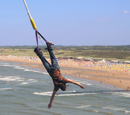 This is a photo of a man bungee jumping.