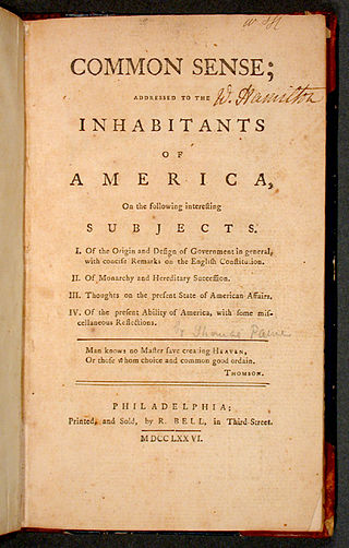 Cover of Thomas Paines' Common Sense 1776