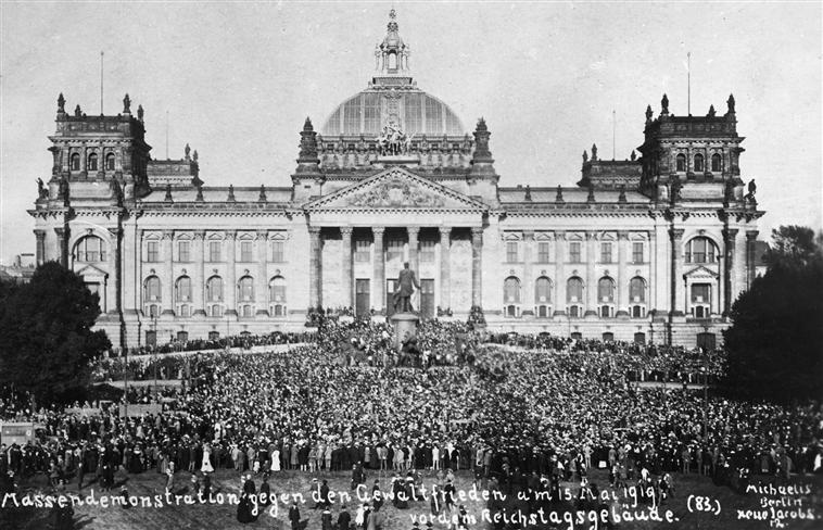 Mass Demonstrations of the Treaty in front of the Reichstag 1919