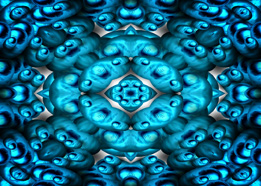 This is an abstract image of blue curved lines that have undergone transformations.