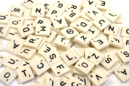 This is a photo of a pile of scrabble tiles.